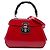 Bamboo Borsa a mano Satchel Gucci Mini Lady Lock in pelle di vitello lucida rossa con bambù