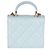 Gabrielle Mini Clutch Top Handle Chanel in Pelle di Agnello Matelassé Blu Chiaro con Catena - vista 2