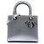 Borsa Lady Dior Medium in pelle verniciata metallizzata Microcannage Argento