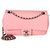 Gabrielle Borsa Chanel Mini Rectangular Flap Bag in pelle d'agnello matelassé rosa con CC Crossing