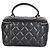 Chanel Vanity Case Piccolo in Pelle di Agnello Matelassé Nero con Manico Superiore e Catena - vista 2
