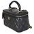 Chanel Vanity Case Piccolo in Pelle di Agnello Matelassé Nero con Manico Superiore e Catena - vista 3
