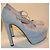 Miu Miu Décolleté Mary Jane con Plateau in Camoscio Azzurro - vista 4