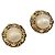 CHANEL Earring Metal Gold Tone White CC
