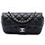 Estojo de óculos Chanel Black CC Quilted Caviar com corrente