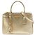 Prada Gold Mini Metallic Saffiano Lux Galleria Double Zip Satchel