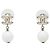Chanel White CC Ohrringe aus emailliertem Messing mit Kunstperlen