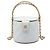 Vanity Beauty case rotondo Chanel in pelle d'agnello matelassé bianca con logo CC, manico superiore e catena