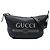 Borsa a tracolla a mezzaluna Gucci in pelle di vitello martellata nera con logo