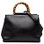 Bamboo Gucci Nymphaea Satchel aus schwarzem Leder Medium mit Bambus
