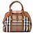 Borsa Satchel Milverton Burberry Brown Medium in tela House Check e pelle