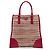 Prada Red Vitello Trimmed Tweed Flat Tote