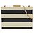 Clutch Minaudière Valentino con catena in smalto a righe nere e placcato oro