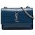Autre Marque Saint Laurent Portafoglio Sunset con catena Mini in pelle embossed croc blu con monogramma