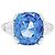 Autre Marque Platinring mit Cushion-Saphir und Dreiecksdiamanten.