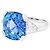 Autre Marque Platinring mit Cushion-Saphir und Dreiecksdiamanten. - Ansicht 2