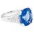 Autre Marque Platinring mit Cushion-Saphir und Dreiecksdiamanten. - Ansicht 3