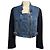 Chloé Giacca in denim Chloe Vintage blu con doppia zip frontale e maniche in maglia di lana blu navy e angora