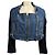Chloé Giacca in denim Chloe Vintage blu con doppia zip frontale e maniche in maglia di lana blu navy e angora - vista 2