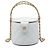 Borsa vanity rotonda Chanel CC in pelle di agnello matelassé bianca con manico superiore e catena
