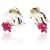 Gabrielle Pendientes CC Chanel de esmalte blanco y rosa - vista 3