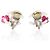 Gabrielle Pendientes CC Chanel de esmalte blanco y rosa - vista 4