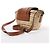 Chloé Borsa a tracolla Chloe Marcie Small in rafia x pelle Beige × Brown - vista 3