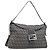 FENDI Zucchino Canvas Mamma Baguette Schultertasche Navy Silver
