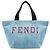 Fendi Mini Denim Tote in Blau mit gesticktem Logo