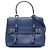 Prada Blue Medium Saffiano Cuir Double Turnlock Satchel Tasche