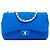 Chanel Blue Jumbo Classic Perforated Jersey Single Flap