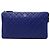 Estuche Chanel Blue CC de piel de cordero acolchada con doble cremallera