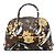 Prada Brown Large Saffiano Lux Floral Print Promenade Satchel mit Fronttasche