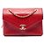 Chanel Red Small Chevron Lambskin Stitched Envelope Flap