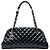 Borsa Bowling Chanel Just Mademoiselle in vernice matelassé nera, dimensione Medium