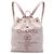 Mochila Chanel Deauville de tweed rosa con cordón