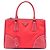 Bolsa Prada Galleria Double Zip em Tessuto e Saffiano Stitch, Vermelha, Medium