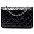 Cartera Chanel Black CC Quilted Patent Wallet On Chain