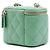 Mini vanity case Chanel in pelle d'agnello matelassé verde con cuore in resina e catena - vista 2