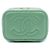 Mini vanity case Chanel in pelle d'agnello matelassé verde con cuore in resina e catena - vista 3