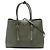Bolsa Satchel Prada Verde Grande em Couro Saffiano com Alças Duplas