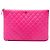 Chanel Pink Large Quilted Caviar O Case Clutch
