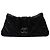 Clutch Half Moon de satén acolchado CC Small negra Chanel