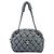 Bolso de hombro Chanel Bubble de nailon acolchado a rayas gris
