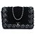 Chanel Black Medium CC Shearling and Tweed Chain Flap