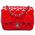 Chanel Red Mini Square Classic Patent Single Flap