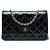 Cartera Chanel Black CC Quilted Patent Wallet On Chain