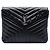 Autre Marque Saint Laurent LouLou Document Clutch aus schwarzem gestepptem Kalbsleder mit Monogramm