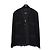 Chanel Schwarze Wolljacke mit Pelzbesatz