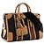 GUCCI - Gucci Bauletto Schultertasche aus schwarzem monogrammiertem Canvas und braunem Leder - Ansicht 2